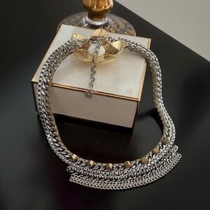 Stella & Dot Silver and Gold Chain Necklace